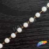 8mm White Pearl Trim with Chain Links