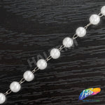 8mm White Pearl Trim with Chain Links
