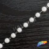 8mm White Pearl Trim with Chain Links