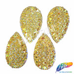 27x47mm Textured Teardrop Color AB Resin Stones (4 pieces)