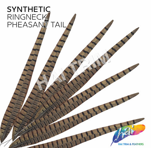 20" Synthetic Natural Ringneck Pheasant Tails (sold per piece)