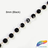 8mm Black Pearl Trim with Chain Links