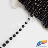 8mm Black Pearl Trim with Chain Links
