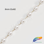 8mm White Pearl Trim with Chain Links