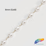 8mm White Pearl Trim with Chain Links