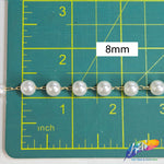 8mm White Pearl Trim with Chain Links