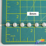 8mm White Pearl Trim with Chain Links