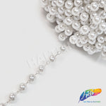 8mm White Pearl Trim with Chain Links