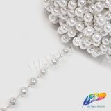 8mm White Pearl Trim with Chain Links