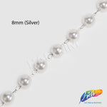 8mm White Pearl Trim with Chain Links