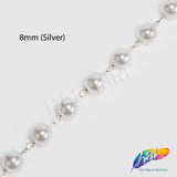8mm White Pearl Trim with Chain Links
