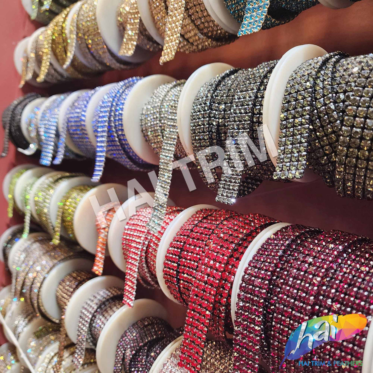 4-Row Color Crystal Rhinestone Trim, A-004 Color – Hai Trim & Feathers