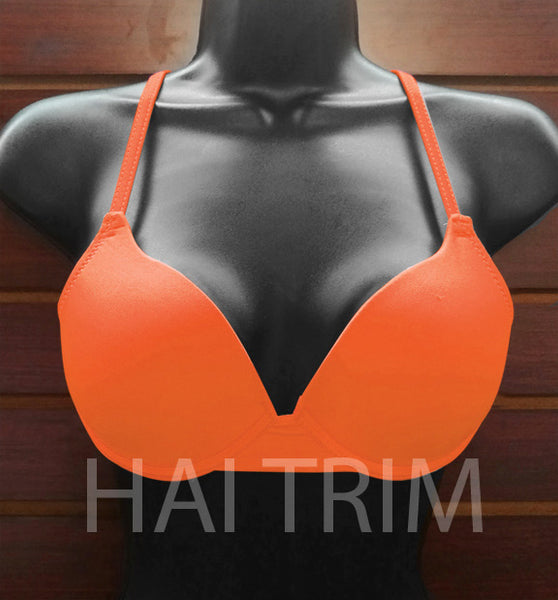 BRA盤79年オリジ！Octavio Burnier/DançaInfernal Neon Orange Tie-Back Bra, A-1 – Hai Trim & Feathers