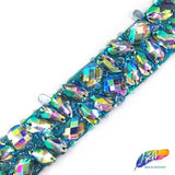 1" Beaded Color AB Stone Trim on Mesh, ACR-001