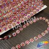 3/8" Red AB/Rose Gold Chain Rhinestone Trim, ACR-080