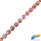 3/8" Red AB/Rose Gold Chain Rhinestone Trim, ACR-080