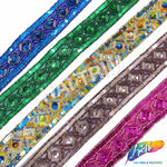 1 1/4" Tribal Diamond Beaded Sequins Trim, ACR-082