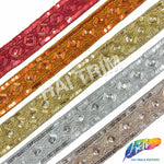 1 1/4" Tribal Diamond Beaded Sequins Trim, ACR-082