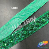 1 1/4" Tribal Diamond Beaded Sequins Trim, ACR-082