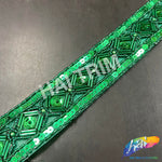1 1/4" Tribal Diamond Beaded Sequins Trim, ACR-082