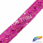 1 1/4" Tribal Diamond Beaded Sequins Trim, ACR-082