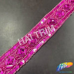 1 1/4" Tribal Diamond Beaded Sequins Trim, ACR-082