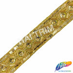 1 1/4" Tribal Diamond Beaded Sequins Trim, ACR-082