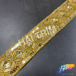 1 1/4" Tribal Diamond Beaded Sequins Trim, ACR-082