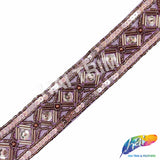 1 1/4" Tribal Diamond Beaded Sequins Trim, ACR-082