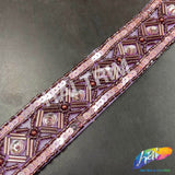 1 1/4" Tribal Diamond Beaded Sequins Trim, ACR-082