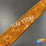 1 1/4" Tribal Diamond Beaded Sequins Trim, ACR-082