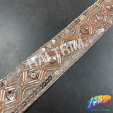 1 1/4" Tribal Diamond Beaded Sequins Trim, ACR-082