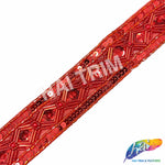 1 1/4" Tribal Diamond Beaded Sequins Trim, ACR-082
