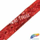 1 1/4" Tribal Diamond Beaded Sequins Trim, ACR-082