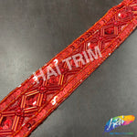 1 1/4" Tribal Diamond Beaded Sequins Trim, ACR-082