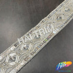 1 1/4" Tribal Diamond Beaded Sequins Trim, ACR-082