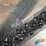 3” Acrylic Stone Beaded Trim with Mesh, ACR-085