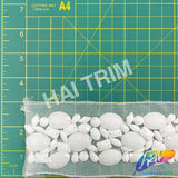 3” White Acrylic Stone Beaded Trim with Mesh, ACR-085