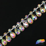 SALE! 1" Colored Teardrop Rhinestone Trim, ACR-012