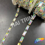 7/16" Chained Clear AB Rectangle Stone Trim, ACR-053
