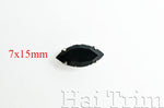 7x15mm Black Cateye Sew-on Rhinestone w/ Metal Setting