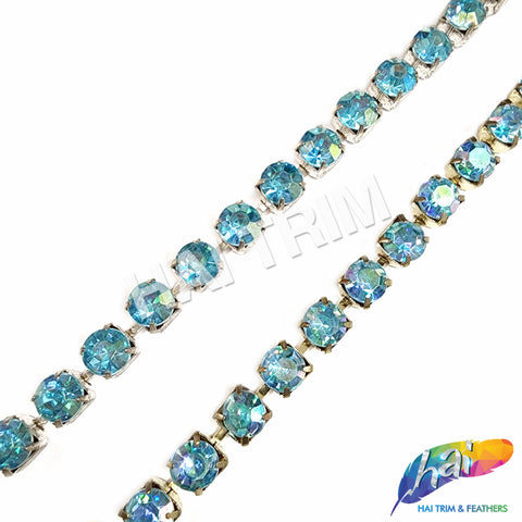 10mm (3/8") Aqua AB Acrylic Diamante Cupchain Trim, CST-001