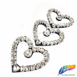 Silver Crystal Heart Rhinestone Applique, BA-174