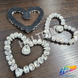 Silver Crystal Heart Rhinestone Applique, BA-174