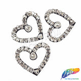 Silver Crystal Heart Rhinestone Applique, BA-174