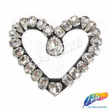 Silver Crystal Heart Rhinestone Applique, BA-174