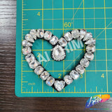 Silver Crystal Heart Rhinestone Applique, BA-174