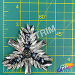 Crystal/Navy Spiky Triangle Rhinestone Beaded Applique, BA-060