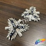 Crystal/Navy Spiky Triangle Rhinestone Beaded Applique, BA-060