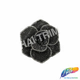 Black/Silver 3D Flower Rhinestone Applique, BA-172